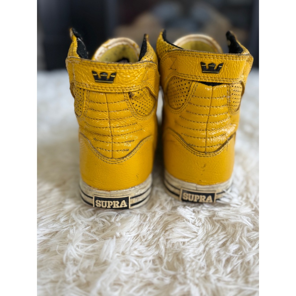 Justin Bieber Supra High Top Sneakers Yellow Green Leather Skate Shoes US 7.5‎ - Picture 2 of 8